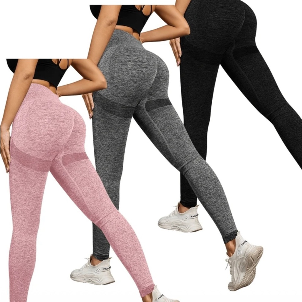 Women's High-Waist Leggings - Pink, Gray, Black